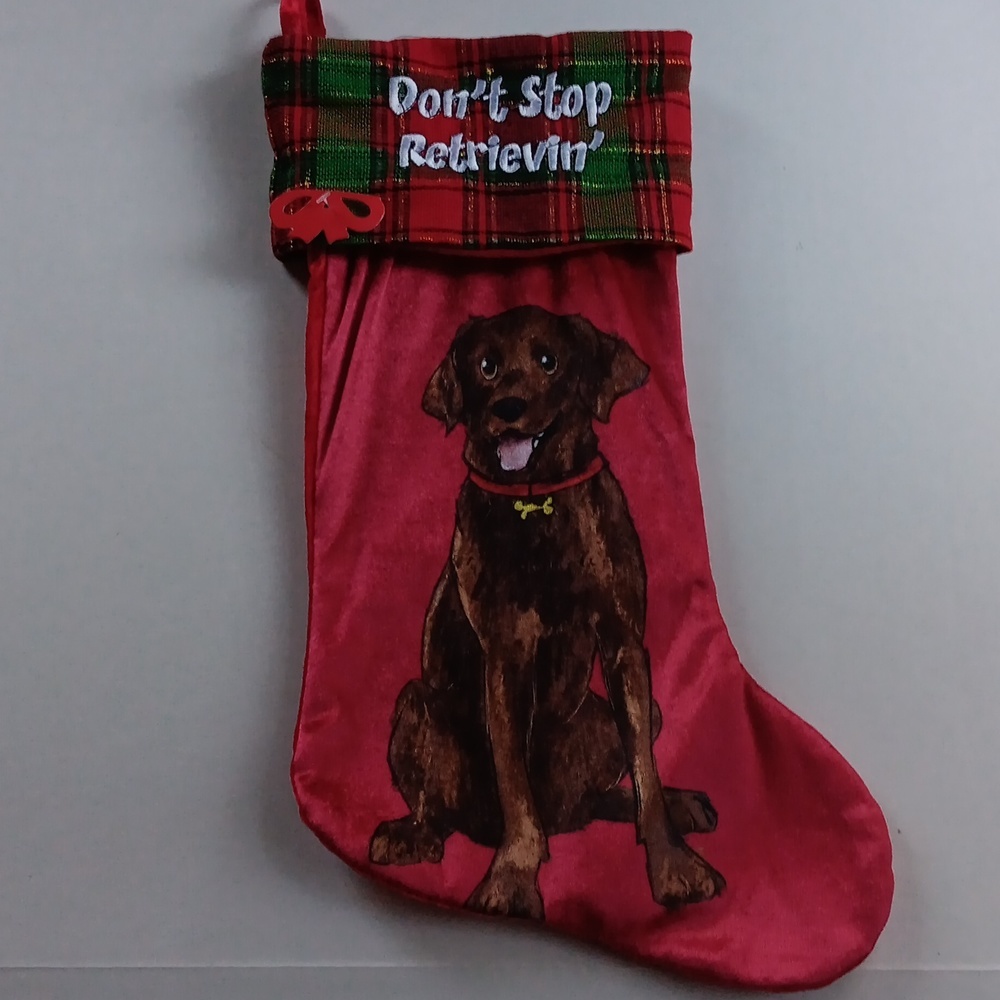 CHOCOLATE LAB PET RED CHRISTMAS STOCKING